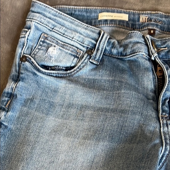 Kut from the Kloth Blue Straight Leg Jeans with Distressed Details - Picture 7 of 16